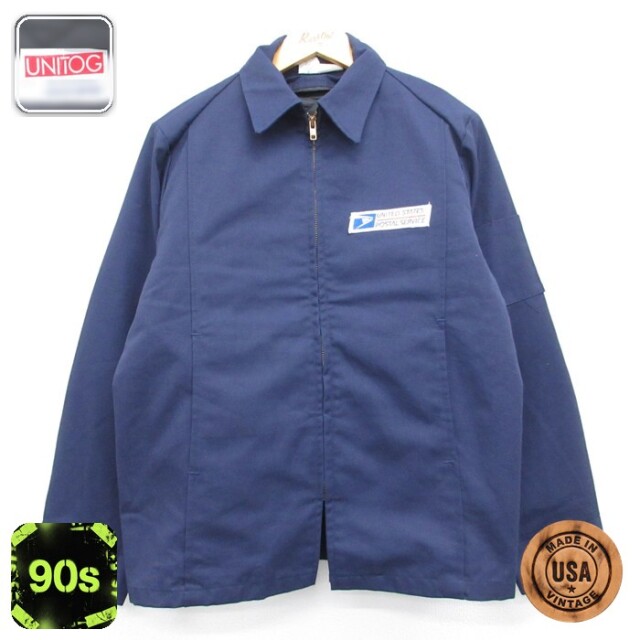 ジャケット フルジップ ワーク ネイビー メンズL相当 | 古着