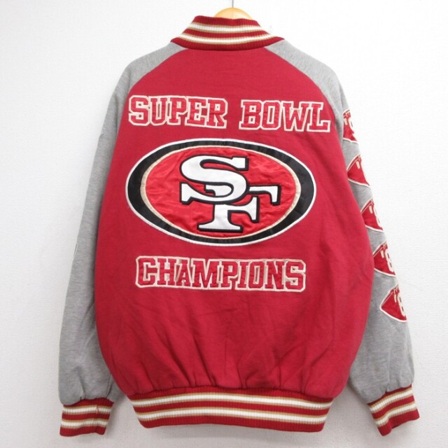 NFL 長袖ジャケット フォーティーナイナーズ49ersスタジャン レッド メンズXL相当 | 古着