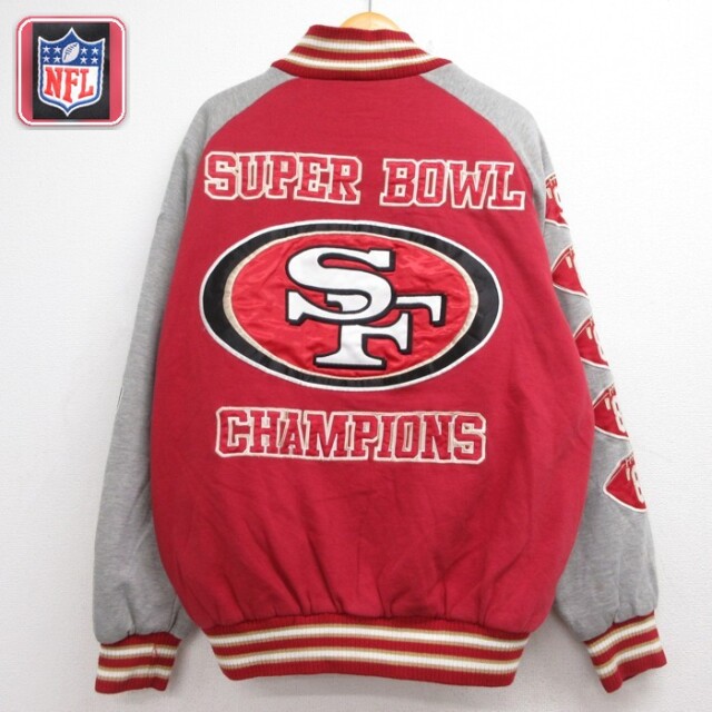 NFL 長袖ジャケット フォーティーナイナーズ49ersスタジャン レッド メンズXL相当 | 古着