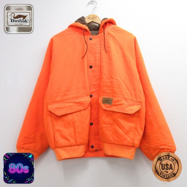 Duxbak 80s 長袖ジャケットパーカー フラップポケット オレンジ XL | 古着 26aug27
