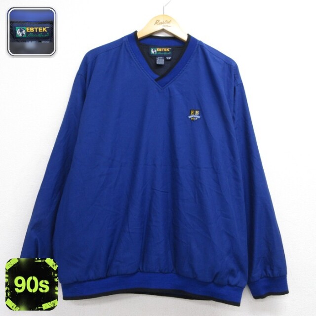 エディーバウアー 90s ジャケット EBTEK ゴルフ刺繍ロゴ ブルー メンズXL相当 | 古着