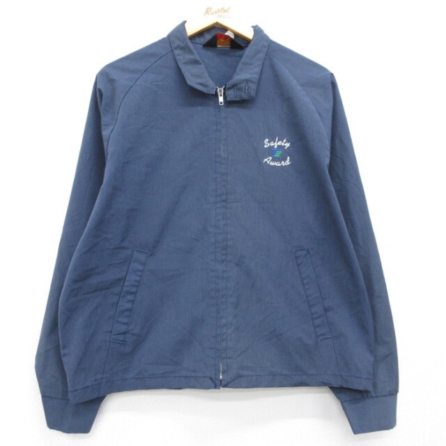 XL★古着 Dunbrooke 長袖 ジャケット スイングトップ メンズ 80年代 80s ラグラン USA製 ネイビー 26sep02