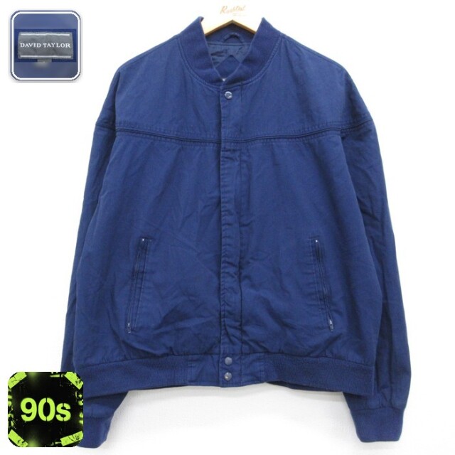 DAVID TAYLOR 長袖 ジャケット 90s カップショルダーダービー ネイビー メンズXL相当 | 古着