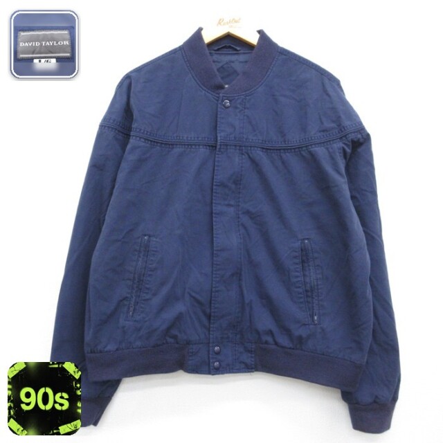 DAVID TAYLOR 長袖 ジャケット 90s カップショルダーダービー ネイビー メンズXL相当 | 古着