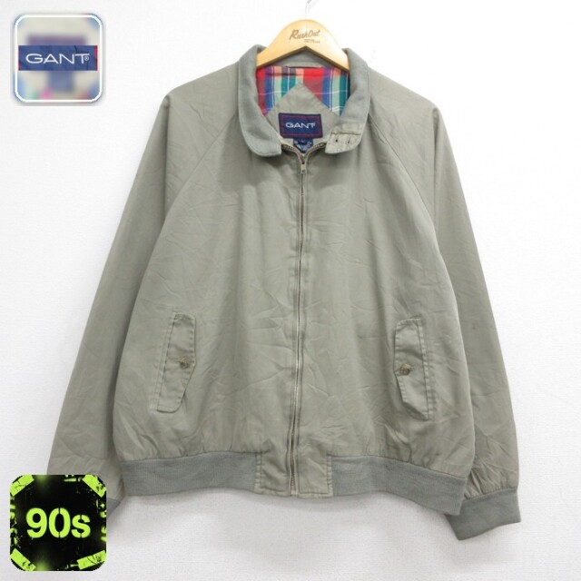 GANT 長袖 ジャケット ナイロン 90s チェック裏地 カーキ メンズXL相当 | 古着