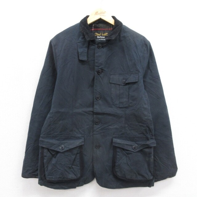M★古着 バブアー Barbour 長袖 ジャケット メンズ オイルド ランドローバー コットン ネイビー【spe】 26sep04