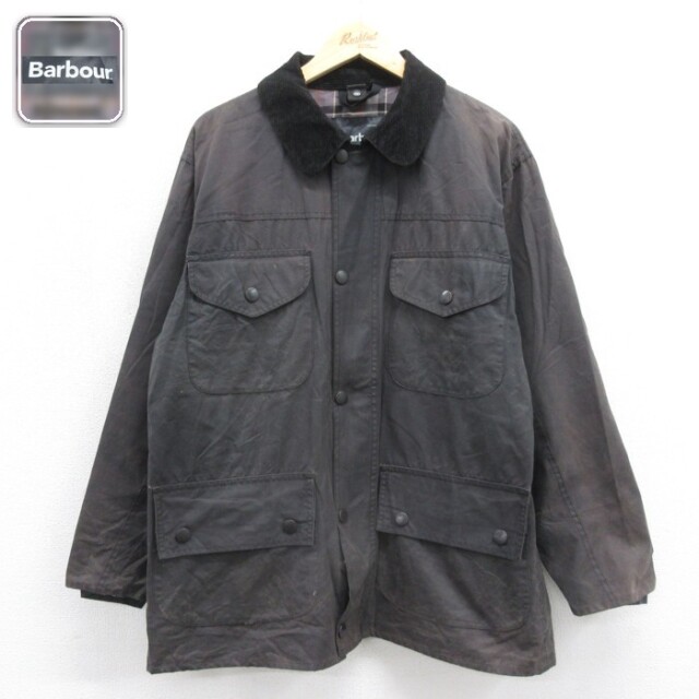 Barbour イングランド製 長袖 ジャケット オイルド フラップポケット ブラック メンズL相当 | 古着