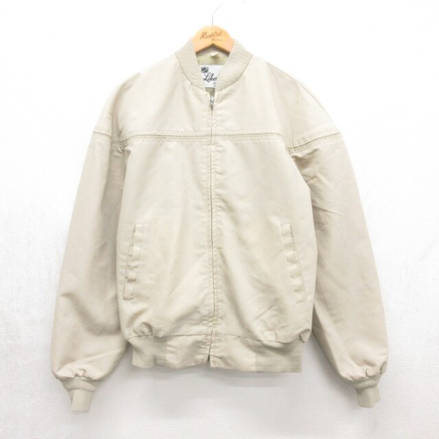 XL★古着 Lakeshire 長袖 ジャケット カップショルダー メンズ 80年代 80s ダービー USA製 ベージュ【spe】 26sep17