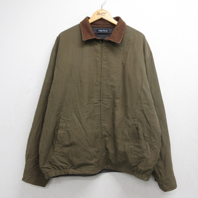 XL★古着 ノーティカ NAUTICA 長袖 ブランド ジャケット スイングトップ メンズ 90年代 90s リバーシブル YKKジップ 大きいサイズ ブラウン 内側フリース【spe】 26sep28