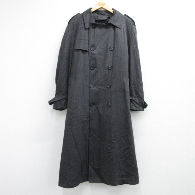 XL★古着 London Fog 長袖 メンズ 90年代 90s トレンチコート ロング丈 USA製 グレー 霜降り【spe】 26sep30
