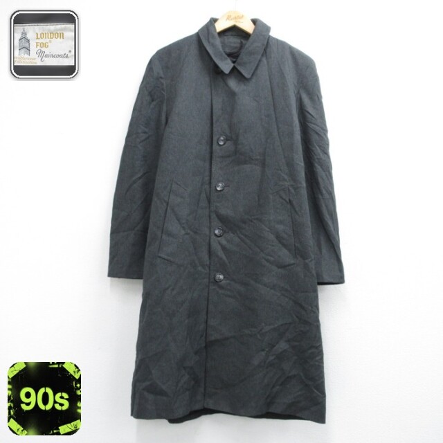 London Fog 長袖 90s コート ロング丈 ライナー付き Maincoats ポリエステル グレー 霜降り メンズL相当 | 古着