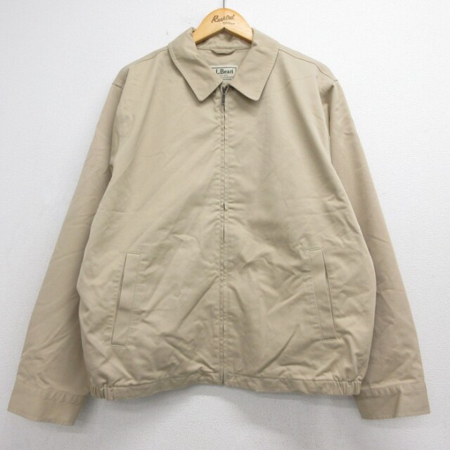 XL★古着 L.L.Bean エルエルビーン 長袖 ジャケット フルジップ スイングトップ メンズ 00年代 00s コットン ベージュ【spe】 26sep30