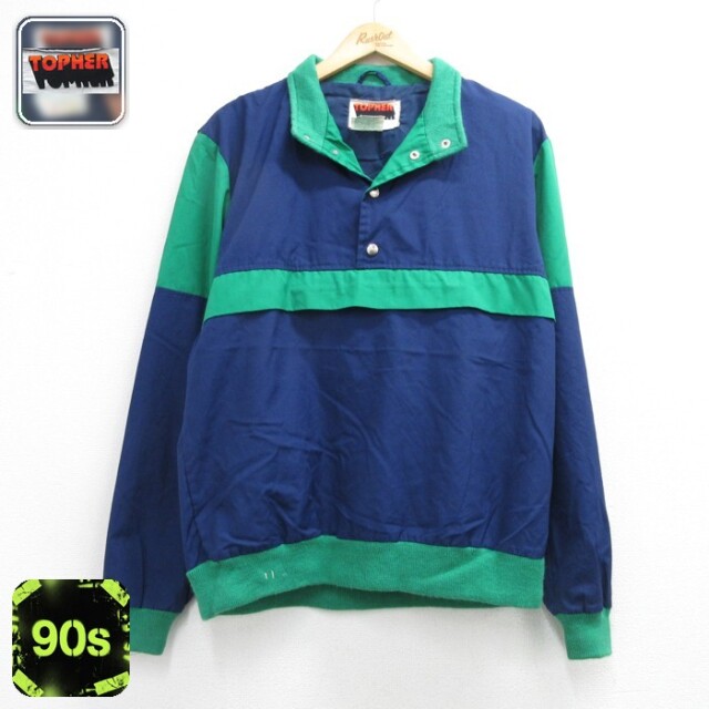 TOPFUN 長袖 ジャケット 90s ツートンカラー ネイビー メンズL相当 | 古着