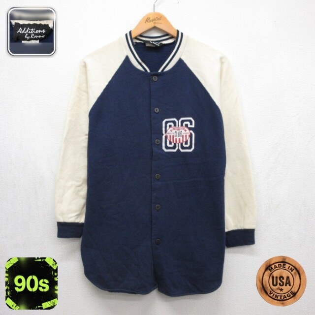長袖 ジャケット 90s スウェット ラグラン USA製 ネイビー メンズM相当 | 古着