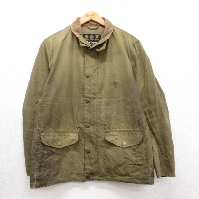 L★古着 バブアー Barbour 長袖 ジャケット メンズ オイルド フラップポケット コットン カーキ【spe】 26oct02