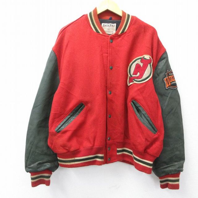 古着通販 XL☆古着 デロング 長袖 スタジャン メンズ 90年代 90s NHL