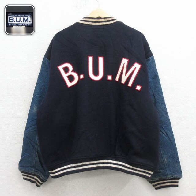 【50%OFF】長袖スタジャン 内側キルティング ネイビー XL | 古着