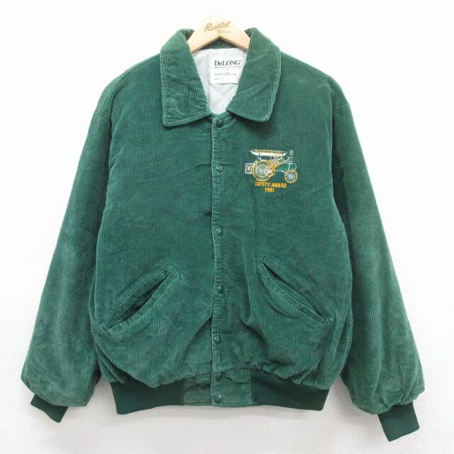 デロング 90s 長袖スタジャン SAFETY グリーン メンズL相当 | 古着