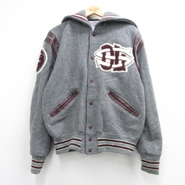 DeLONG デロング 長袖 スタジャン 90s Cavaliers USA製 グレー 霜降り メンズL相当 | 古着