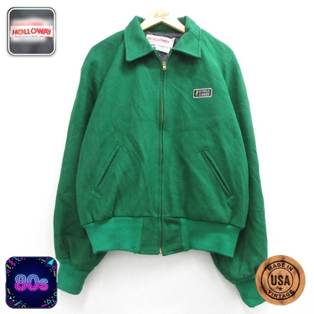 ホロウェイ 80s 長袖スタジャン Wyffels グリーン メンズXL相当 | 古着