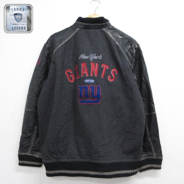トミーバハマ 長袖スタジャン NFL スーパーボウル ジャイアンツ グレー メンズXL相当 | 古着
