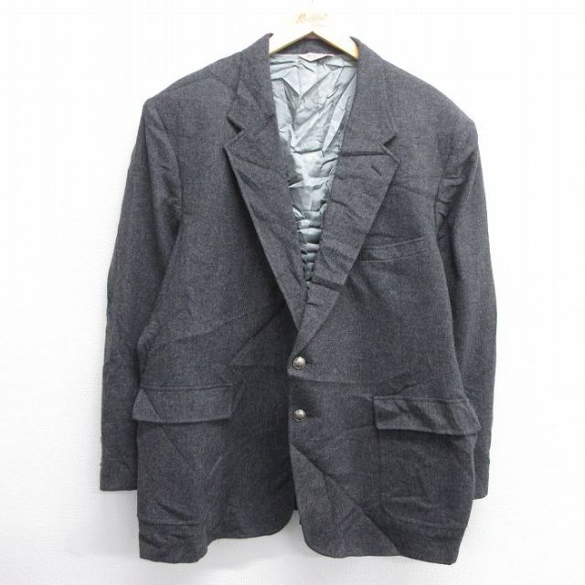 XL★古着 長袖 テーラード ジャケット メンズ 90年代 90s ウール 大きいサイズ USA製 濃グレー 25feb07 中古 アウター