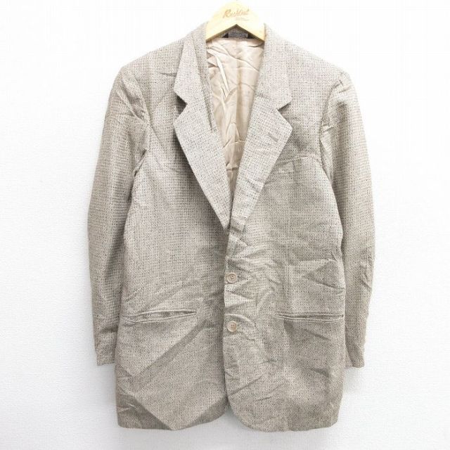 【20%OFF】M★古着 ピエールカルダン pierre cardin 長袖 テーラード ジャケット メンズ 90年代 80s USA製 ベージュ他 カーキ 25feb07 中古 アウター