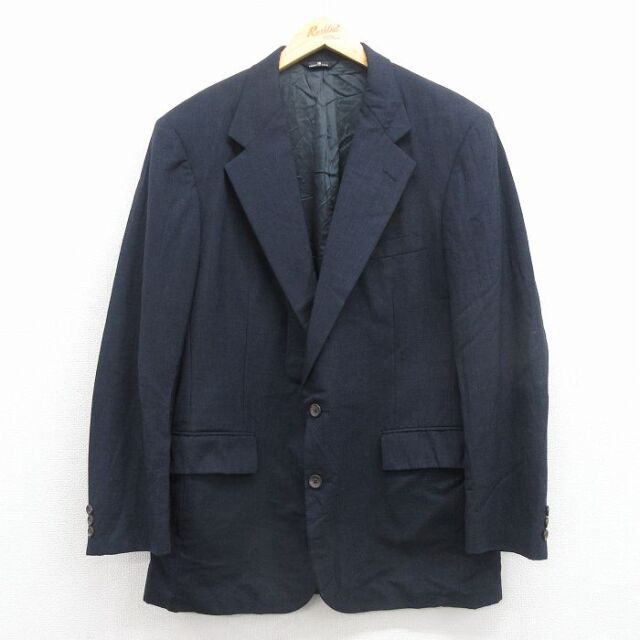 L★古着 ラルフローレン チャップス 長袖 ブランド テーラード ジャケット メンズ 90年代 90s ロング丈 ウール 紺 25nov27