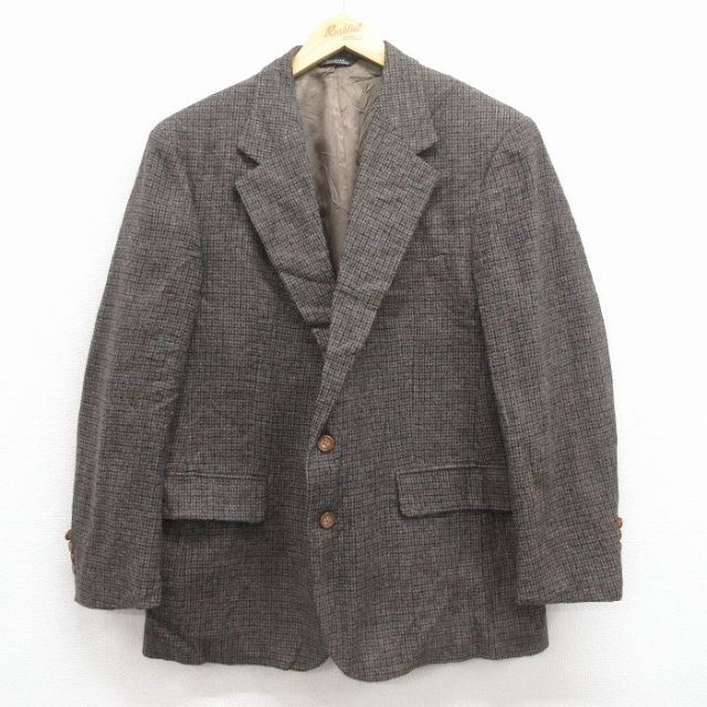 L★古着 ラルフローレン チャップス 長袖 テーラード ジャケット メンズ 90年代 90s ウール USA製 茶他 チェック【spe】 25nov29