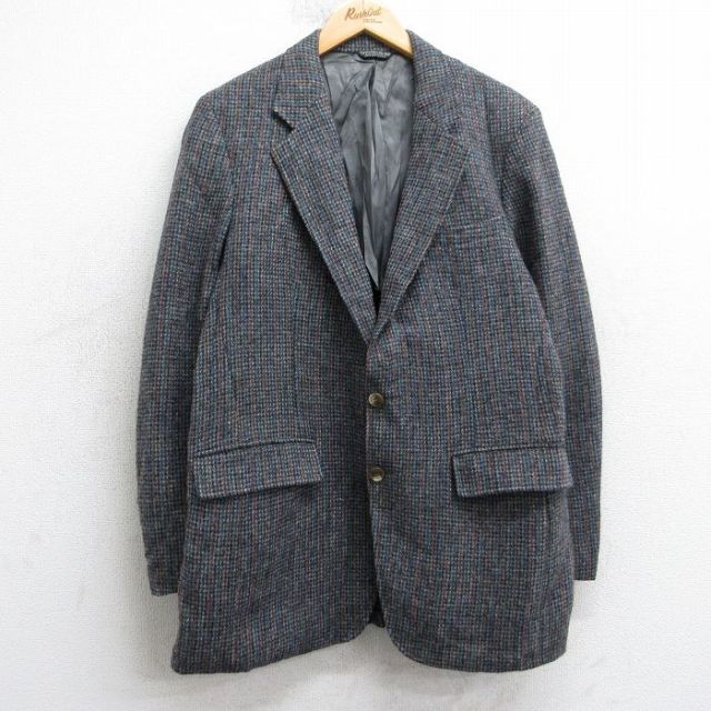 【50%OFF】ハリスツイード 80s テーラードジャケット 手織り グレー M | 古着