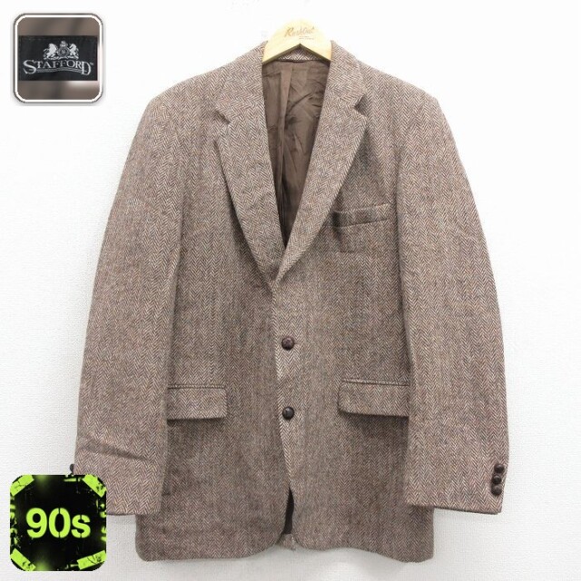 【50%OFF】STAFFORD 90s テーラードジャケット ハリスツイード ブラウン M | 古着