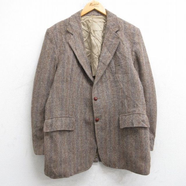【20%OFF】ハリスツイード 90s テーラードジャケット ストライプ ベージュ M | 古着