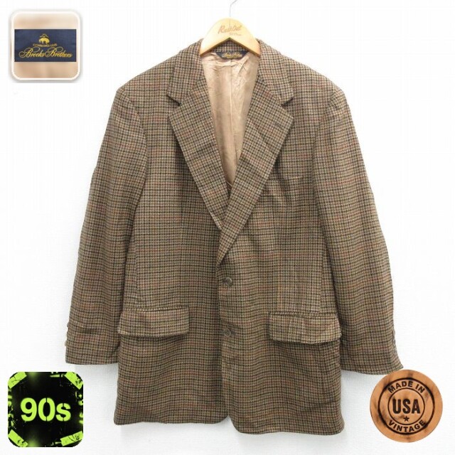 【50%OFF】ブルックスブラザーズ 90s テーラードジャケット チェック ブラウン M | 古着