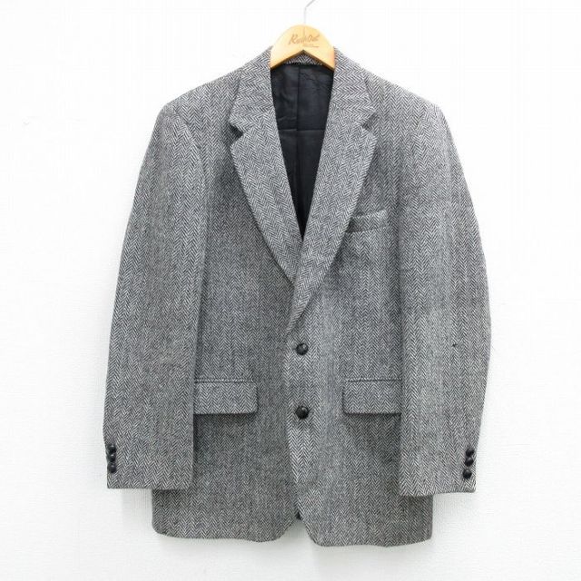 【20%OFF】ハリスツイード 80s テーラードジャケット 手織り グレー M | 古着