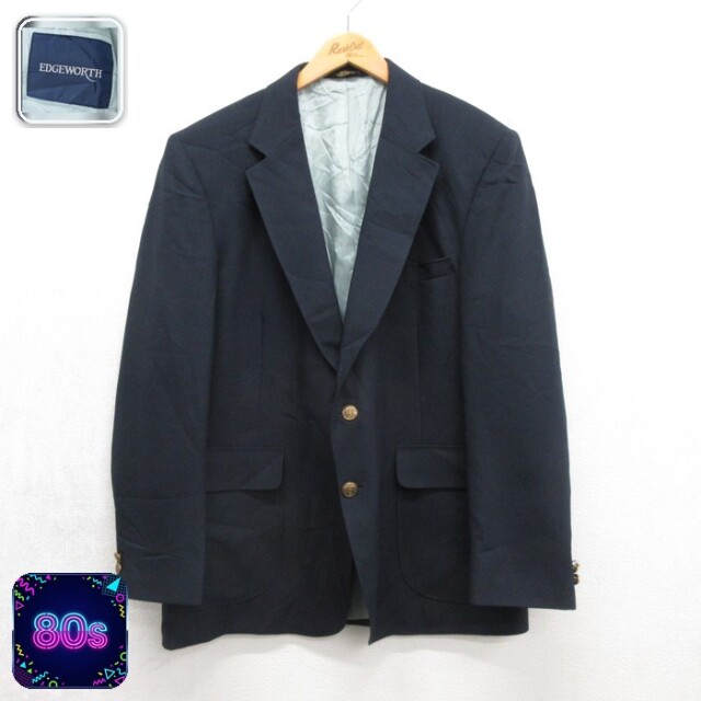 EDGEWORTH 80s テーラードジャケット ブレザー ネイビー メンズL相当 | 古着