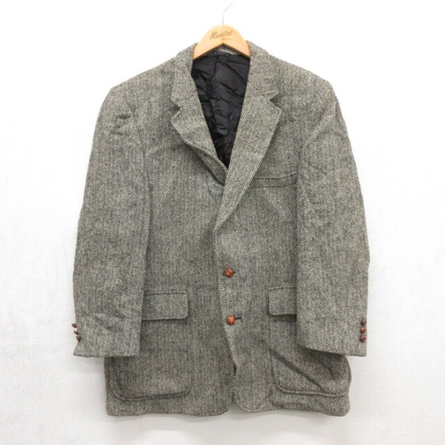 古着通販 M☆古着 Harris Tweed 長袖 テーラード ジャケット メンズ 80