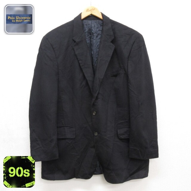 ラルフローレン 90s テーラードジャケット Polo University ブラック メンズL相当 | 古着