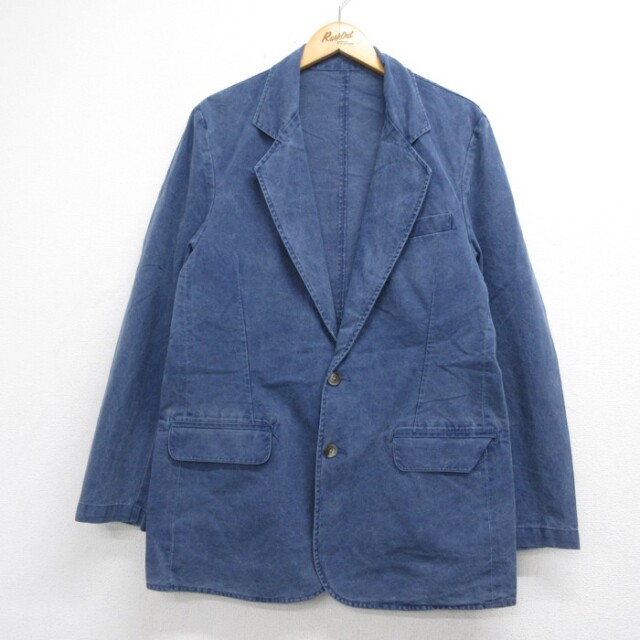 M★古着 L.L.Bean エルエルビーン 長袖 テーラード ジャケット メンズ 90年代 90s コットン ネイビー インディゴ【spe】 26sep29