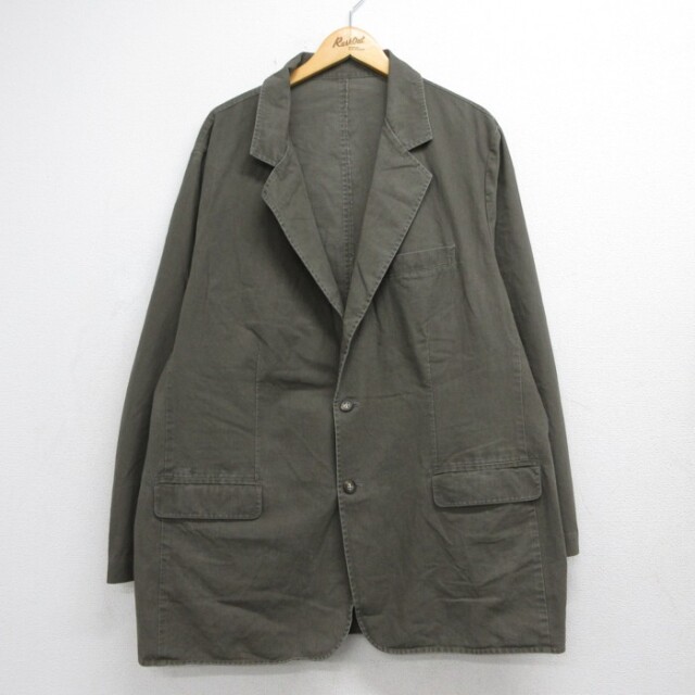 XL★古着 L.L.Bean エルエルビーン 長袖 テーラード ジャケット メンズ 90年代 90s ロング丈 フラップポケット コットン カーキ【spe】 26sep29