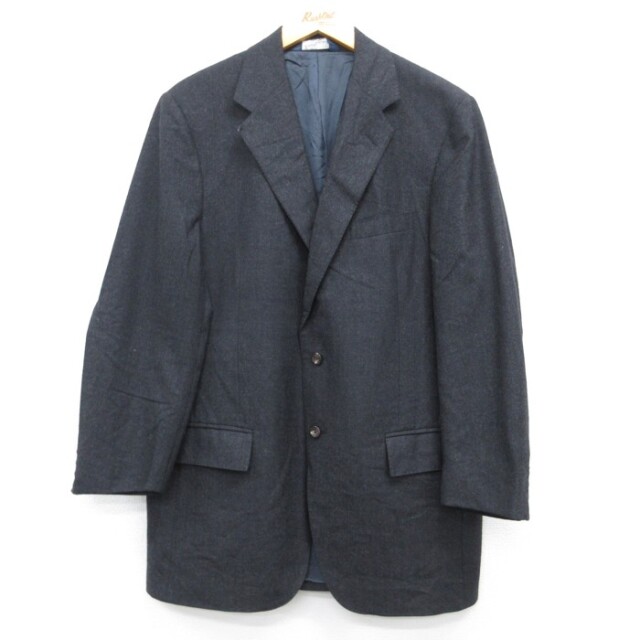 M★古着 ラルフローレン Ralph Lauren 長袖 テーラード ジャケット メンズ 90年代 90s カシミア カシミヤ ロング イタリア製 ブラック 霜降り【spe】 26sep30
