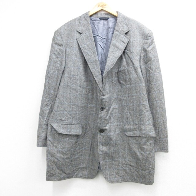 XL★古着 Brooks Brothers ブルックスブラザーズ 長袖 ブランド テーラード ジャケット メンズ 00年代 00s ロング丈 ゴールデンフリース ウール USA製 グレー チェック【spe】 26oct07