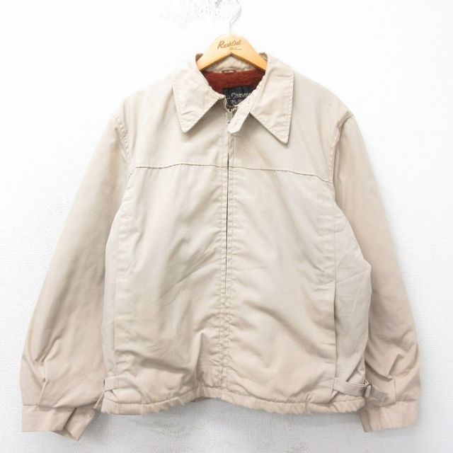 【20%OFF】XL★古着 長袖 ビンテージ ジャケット スイングトップ メンズ 70年代 70s 大きいサイズ タロン ベージュ カーキ 内側ボア 25mar06 中古 アウター ジャンパー ブルゾン