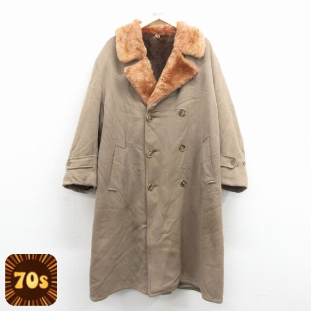70s ロング丈コート フェイクファー ベージュ XL | 古着