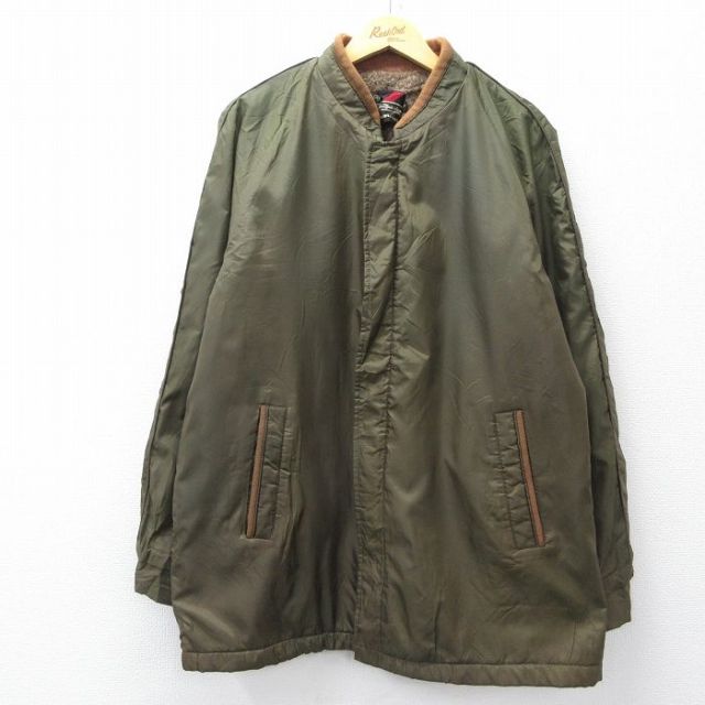 XL★古着 シアーズ 長袖 ビンテージ ナイロン ジャケット メンズ 70年代 70s 大きいサイズ ロング丈 緑系他 内側ボア 26jan21