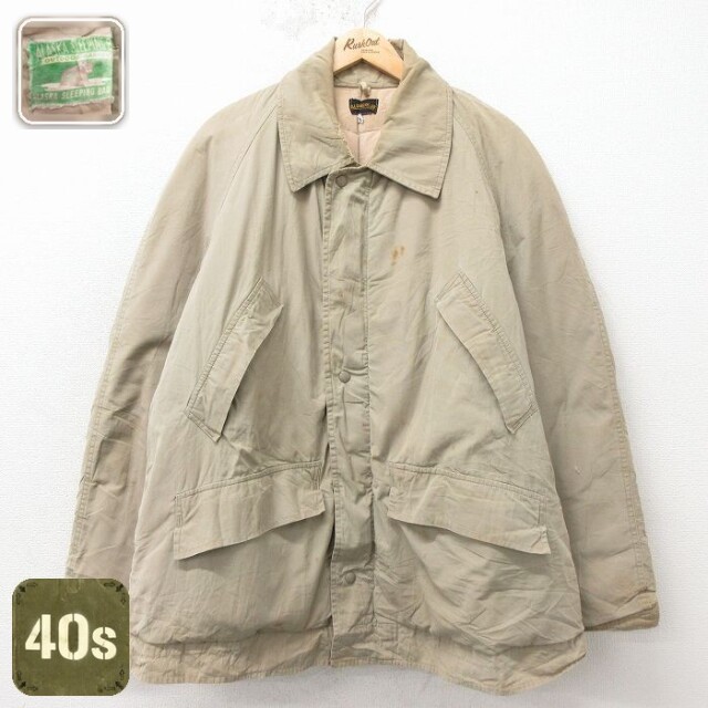 40s ダウンジャケット ベージュ メンズXL相当 | 古着