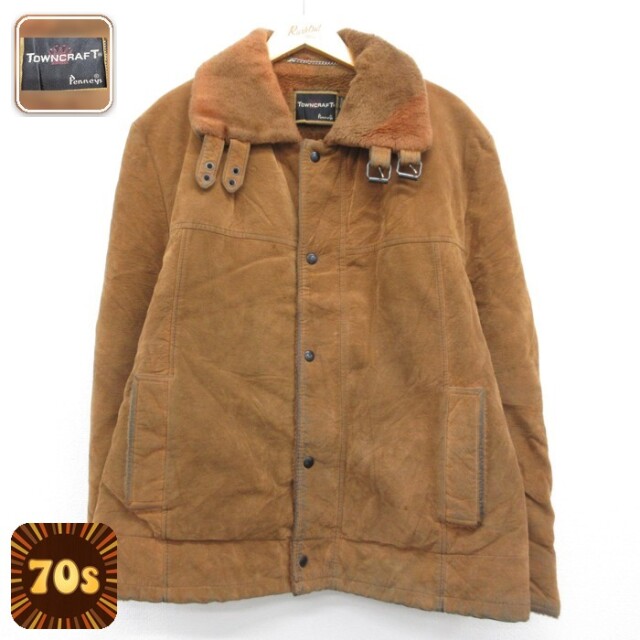TOWNCRAFT 長袖 ビンテージ ジャケット 70s ポリエステル ブラウン メンズXL相当 | 古着