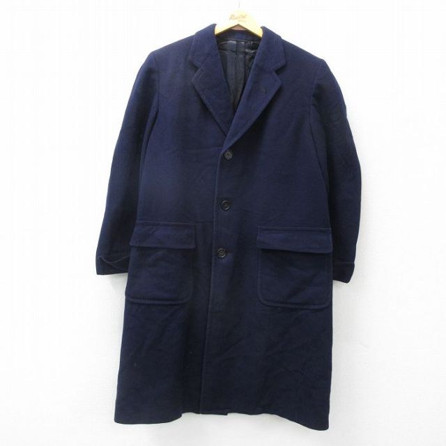 古着通販 L☆古着 長袖 ビンテージ ウール コート メンズ 70年代 70s 