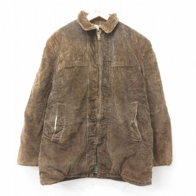【50%OFF】XL★古着 長袖 ビンテージ コーデュロイ ジャケット メンズ 00年代 00s 太畝 タロン 茶 ブラウン 内側キルティング 25jan21 中古 アウター