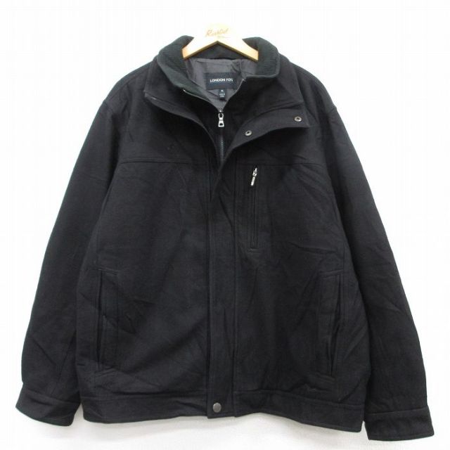 XL★古着 ロンドンフォグ 長袖 ウール ジャケット メンズ 大きいサイズ 黒 ブラック 25feb04 中古 アウター