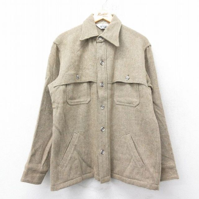 【50%OFF】XL★古着 ウールリッチ WOOLRICH 長袖 ウール ジャケット メンズ 80年代 80s ベージュ カーキ 25feb03 中古 アウター